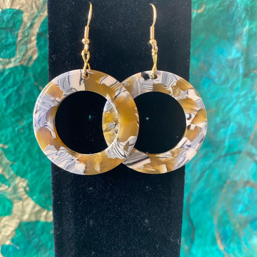 Yellow and Black Swirl Acrylic Statement Earrings